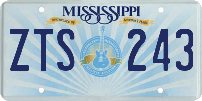 MS license plate ZTS243