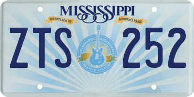 MS license plate ZTS252