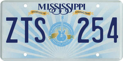 MS license plate ZTS254