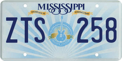 MS license plate ZTS258