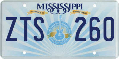 MS license plate ZTS260