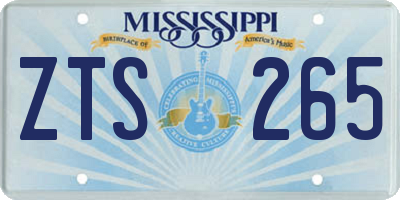 MS license plate ZTS265