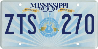 MS license plate ZTS270