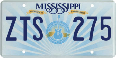 MS license plate ZTS275