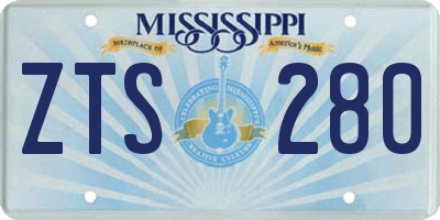 MS license plate ZTS280