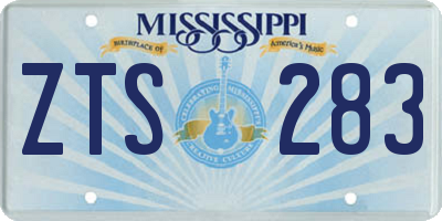 MS license plate ZTS283