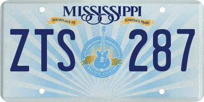 MS license plate ZTS287