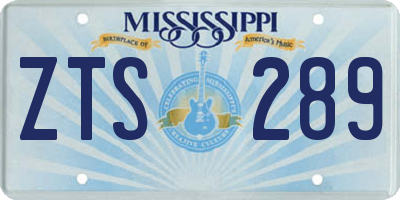 MS license plate ZTS289
