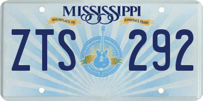 MS license plate ZTS292
