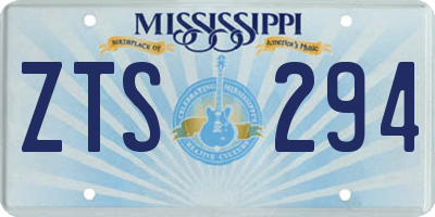 MS license plate ZTS294