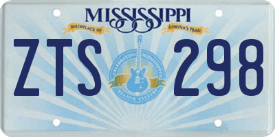 MS license plate ZTS298