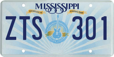 MS license plate ZTS301