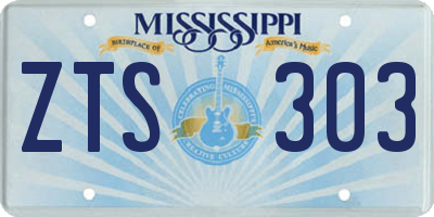 MS license plate ZTS303