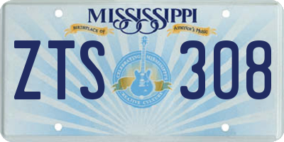 MS license plate ZTS308