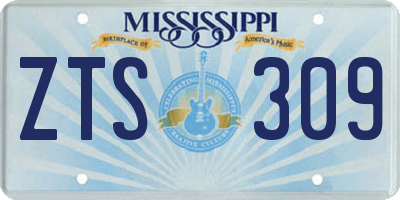 MS license plate ZTS309