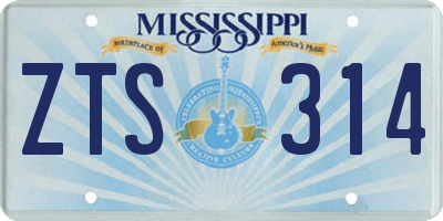 MS license plate ZTS314