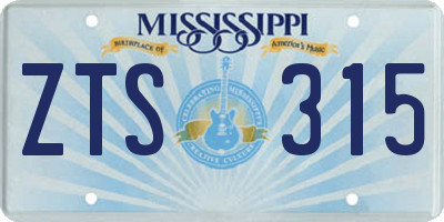 MS license plate ZTS315