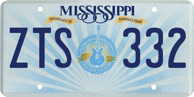 MS license plate ZTS332