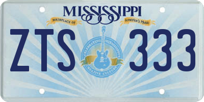 MS license plate ZTS333