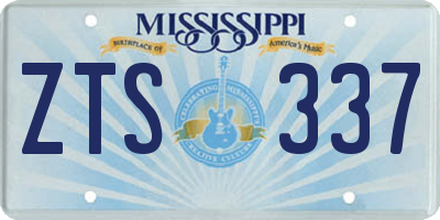 MS license plate ZTS337