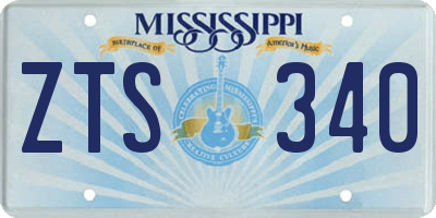 MS license plate ZTS340