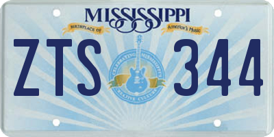 MS license plate ZTS344