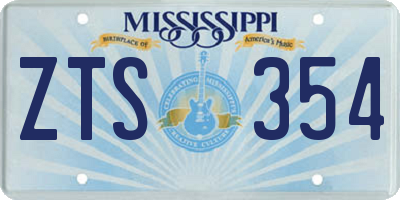 MS license plate ZTS354