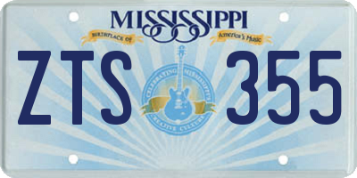 MS license plate ZTS355