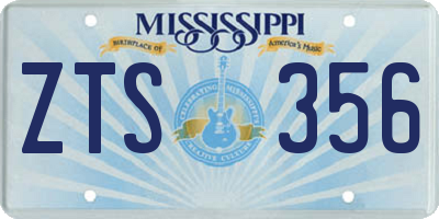 MS license plate ZTS356
