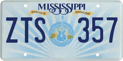 MS license plate ZTS357