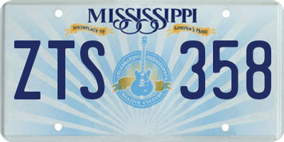 MS license plate ZTS358