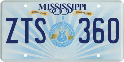 MS license plate ZTS360
