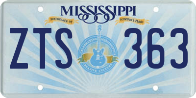 MS license plate ZTS363