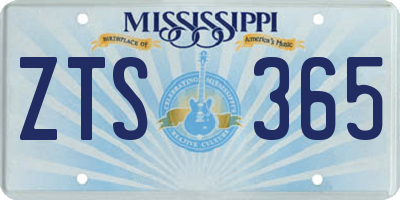 MS license plate ZTS365