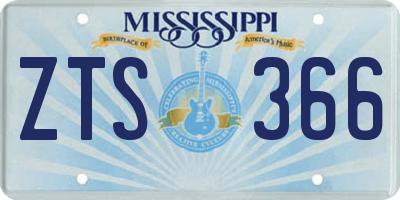 MS license plate ZTS366