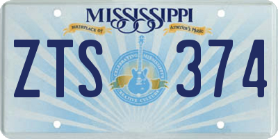 MS license plate ZTS374