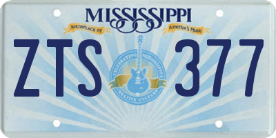 MS license plate ZTS377