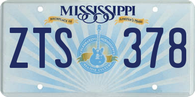 MS license plate ZTS378