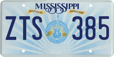 MS license plate ZTS385