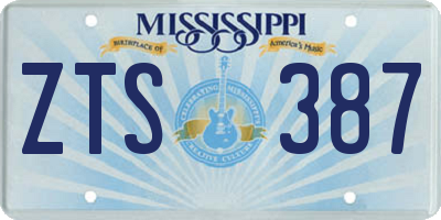MS license plate ZTS387