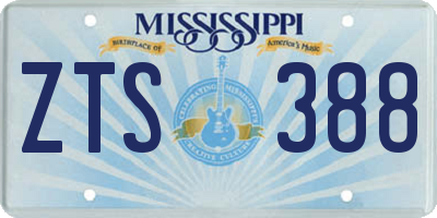 MS license plate ZTS388