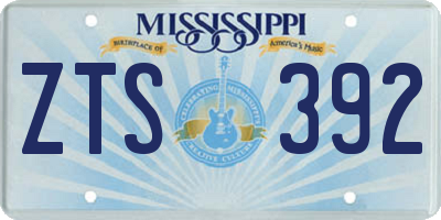 MS license plate ZTS392