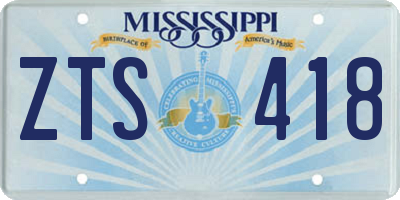 MS license plate ZTS418