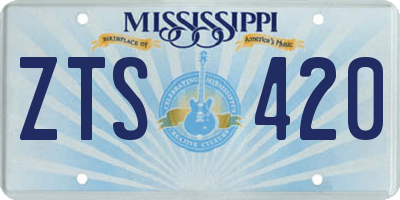 MS license plate ZTS420
