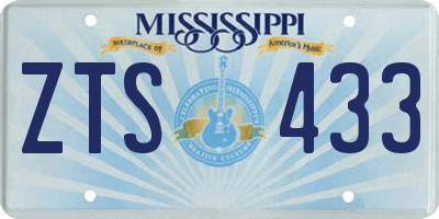 MS license plate ZTS433