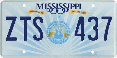 MS license plate ZTS437