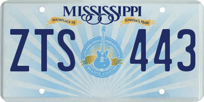 MS license plate ZTS443