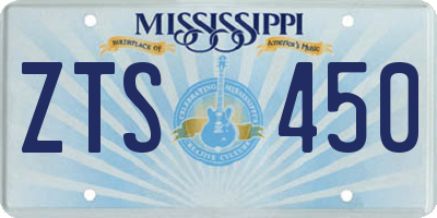 MS license plate ZTS450