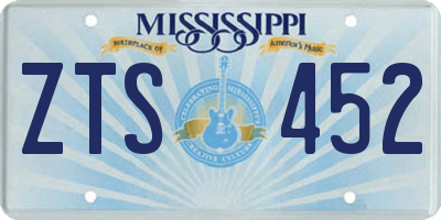 MS license plate ZTS452