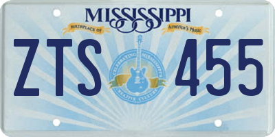 MS license plate ZTS455